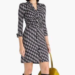 Diane Von Furstenberg Sheska 3/4 ruched printed jersey dress size 0 NWOT $398